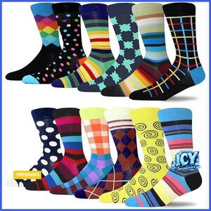 Fun Dress Socks Colorful Novelty Patterned Cotton Crew